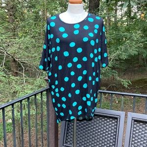 NWT LuLaRoe Irma black/blue polka dot top sz. S